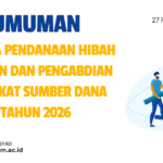 Pengumuman Penerima Pendanaan Hibah Internal Tahun 2026